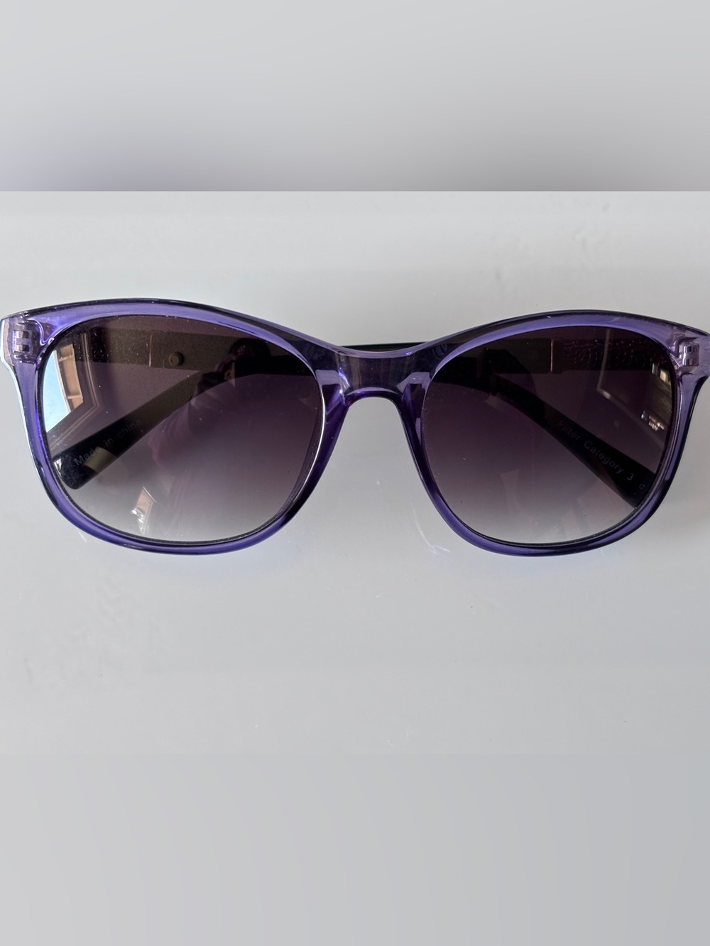 ELLE Purple Gradient Sunglasses Textured Silver Temples Designer UV400